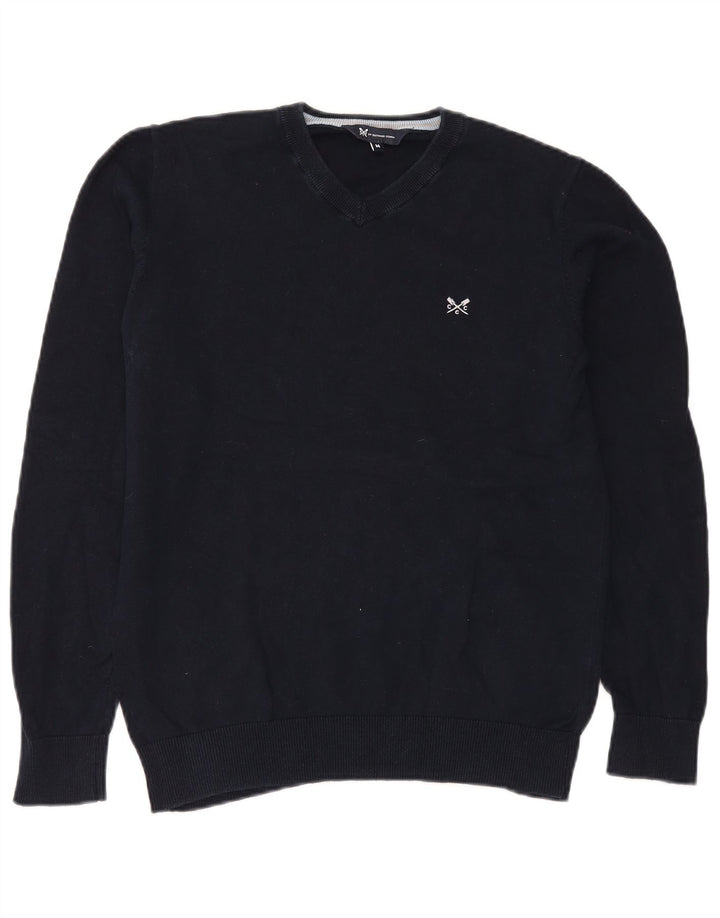 Crew Clothing Maglione da uomo con scollo a V in cotone medio blu navy