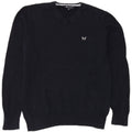 Crew Clothing Maglione da uomo con scollo a V in cotone medio blu navy