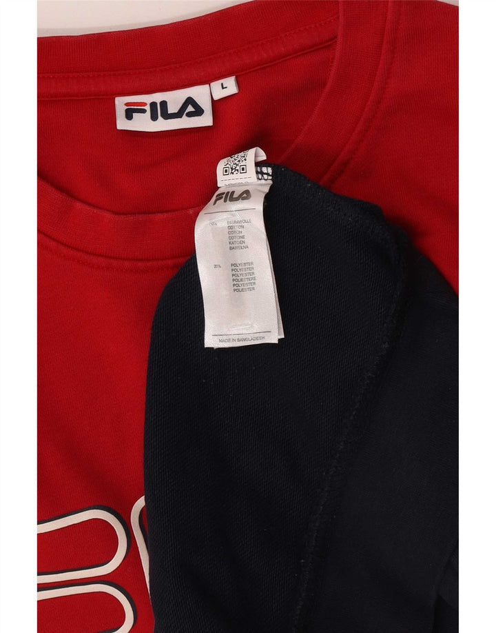 Fila Felpa grafica da uomo Maglione grande blu navy in cotone color block