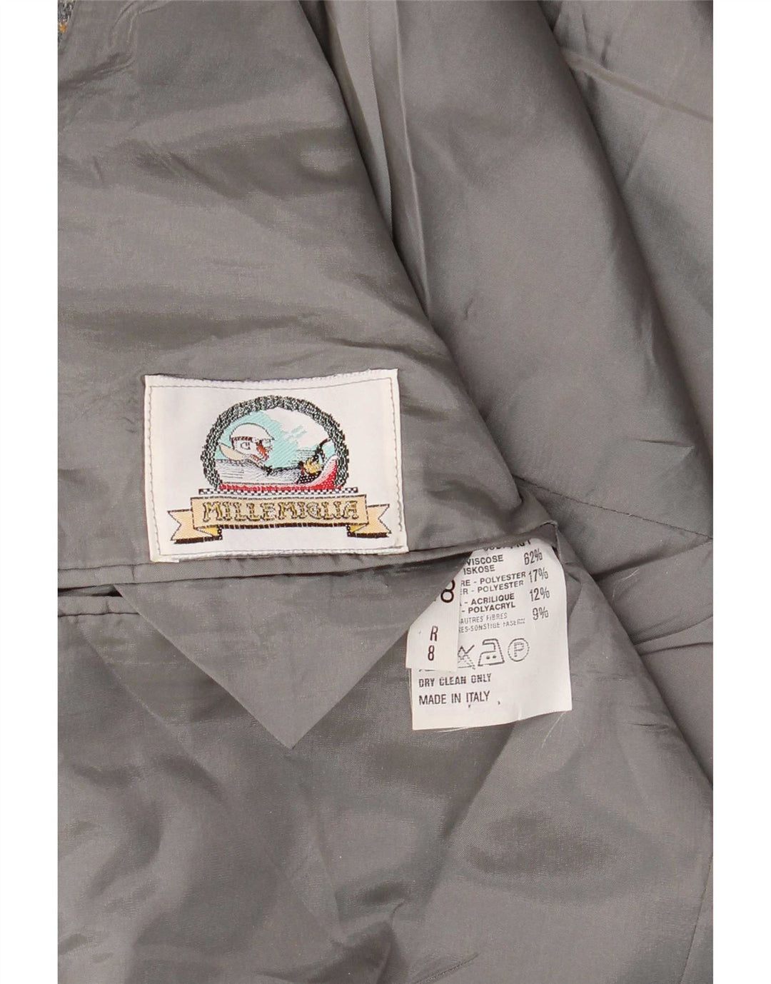 Giacca blazer vintage da uomo a 2 bottoni IT 48 viscosa a quadri grigio medio