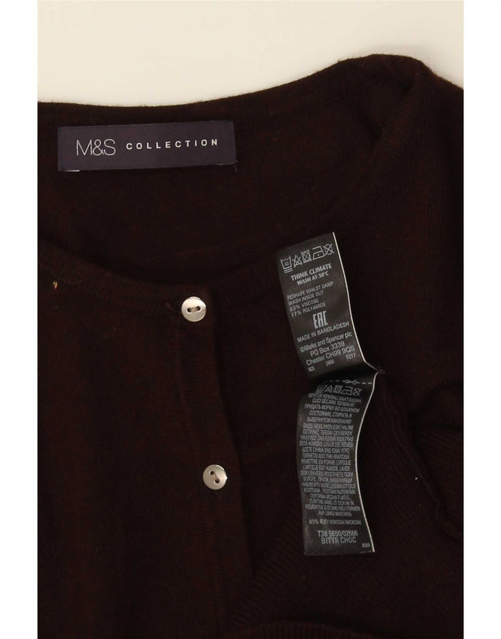 Maglione cardigan da donna Marks & Spencer UK 10 piccolo viscosa marrone