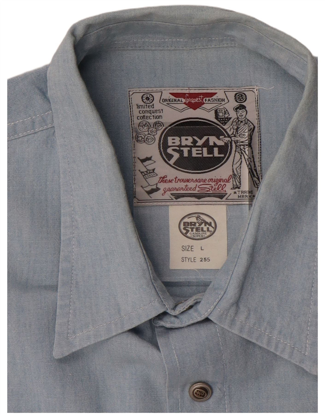 Camicia a maniche corte da uomo Bryn Stell grande in cotone blu