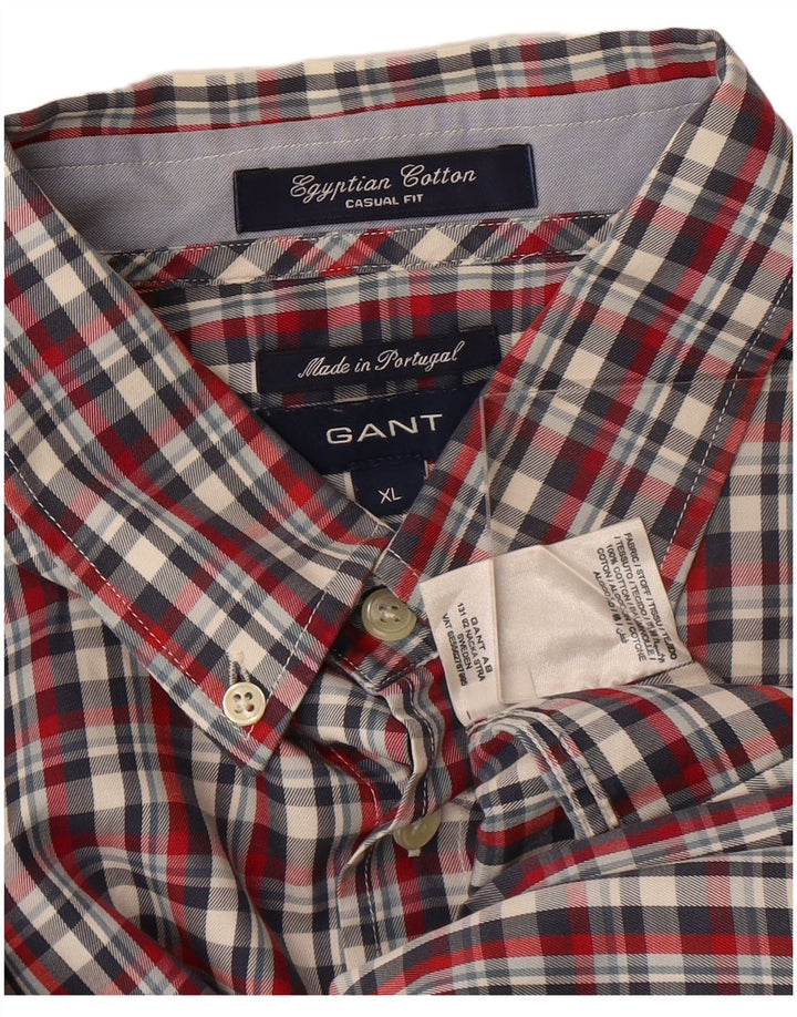 GANT Camicia casual da uomo XL in cotone a quadri rossi