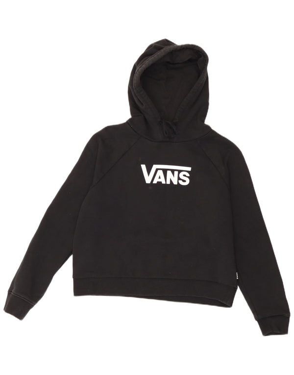 Felpa con cappuccio grafica corta da donna Vans UK 10 piccola in cotone nero