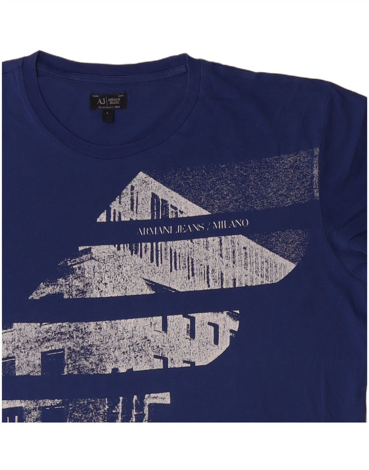 ARMANI JEANS T-shirt grafica da uomo Top grande in cotone blu
