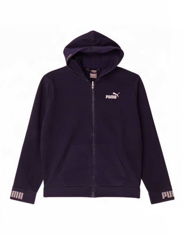 Felpa con cappuccio e zip grafica da uomo Puma grande in cotone blu navy