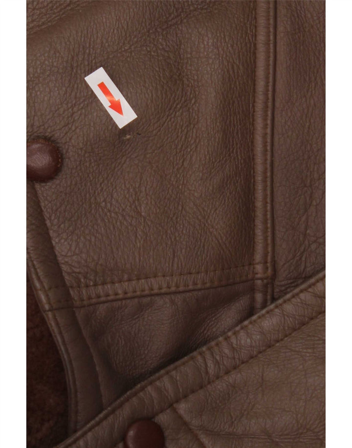 Giacca in shearling vintage da donna UK 14 Marrone medio