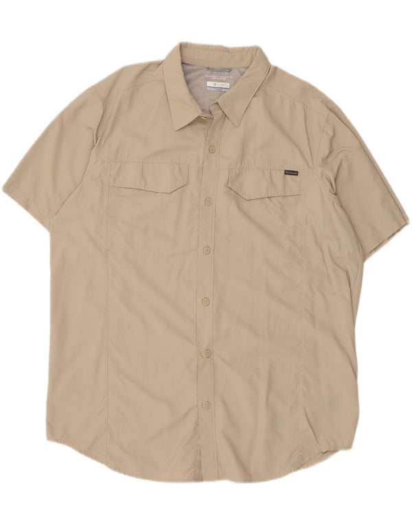 Camicia a maniche corte Columbia Omni-Shade da uomo XL in nylon beige