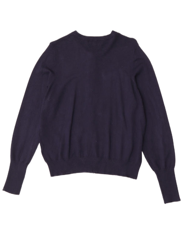 Maglione cardigan da donna Marks & Spencer UK 16 grande viscosa blu navy