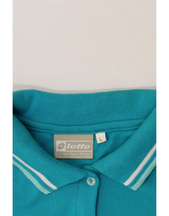 LOTTO Womens Crop Polo Shirt UK 14 Large Blue Vintage Lotto and Second-Hand Lotto from Messina Hembry 