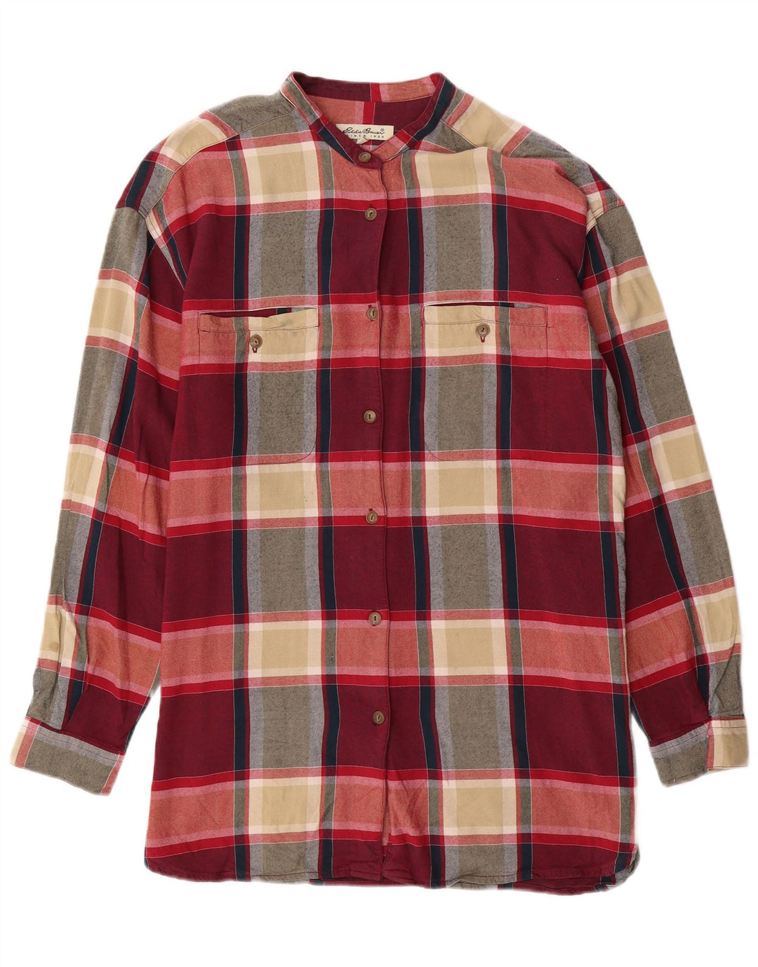 Abito camicia da donna Eddie Bauer UK 16 Viscosa a quadri rossi grandi