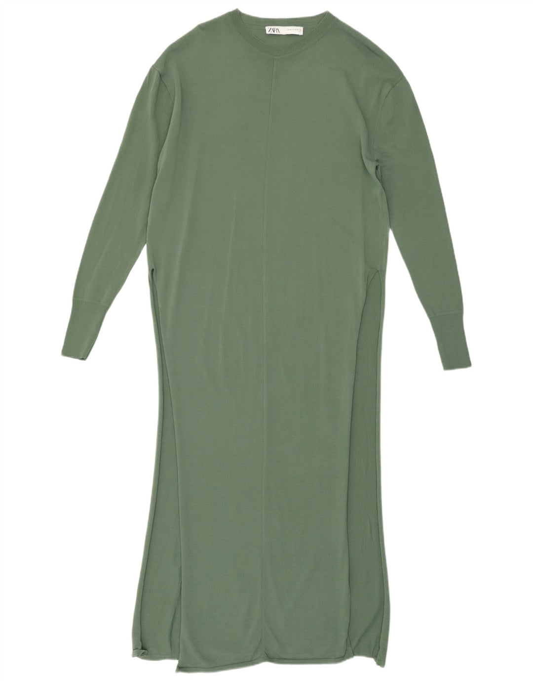 Vestito lungo da donna Zara UK 12 Viscosa verde medio