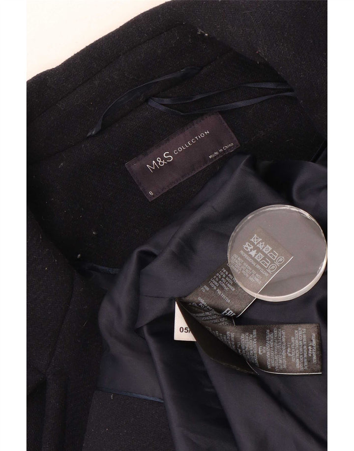 Cappotto da marinaio oversize da donna Marks & Spencer UK 8 piccolo poliestere blu navy