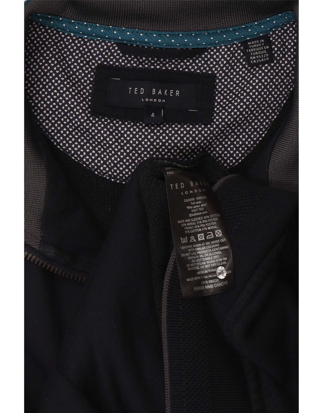 Ted Baker Mens Bomber Jacket Size 4 Large Navy Blue Cotton