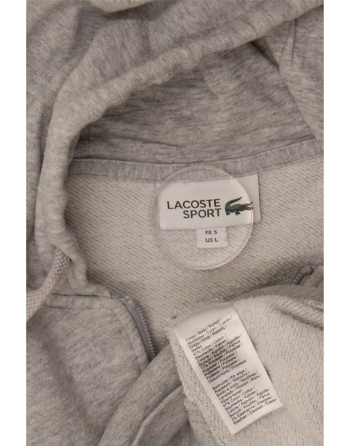 Maglione con cappuccio e zip da uomo LACOSTE taglia 5 grande cotone chiazzato grigio