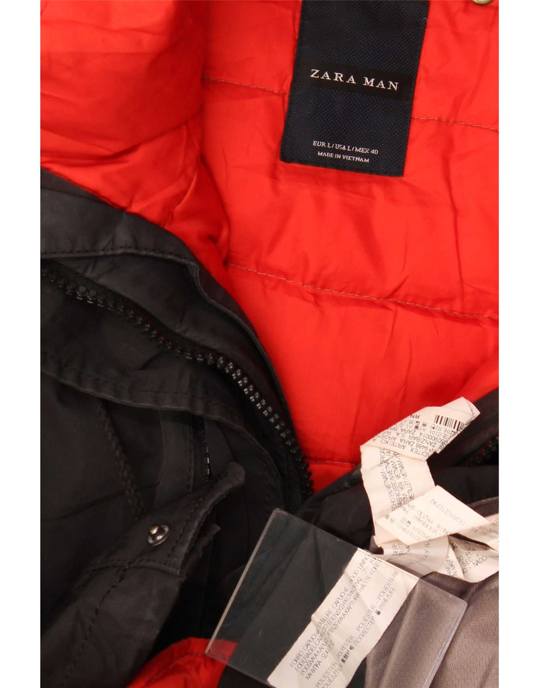 Giacca imbottita con cappuccio da uomo Zara UK 40 grande poliestere nero