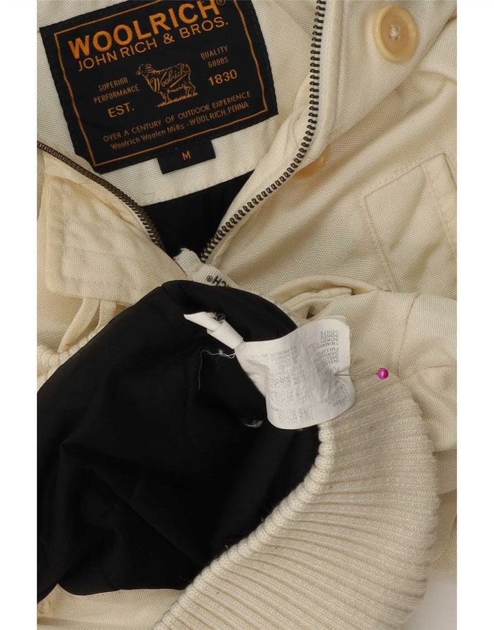 Bomber imbottito con cappuccio da donna Woolrich UK 14 nylon bianco sporco medio
