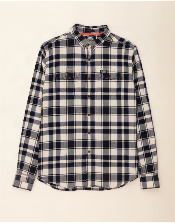 Camicia da uomo in flanella Superdry XL in cotone a quadri blu navy