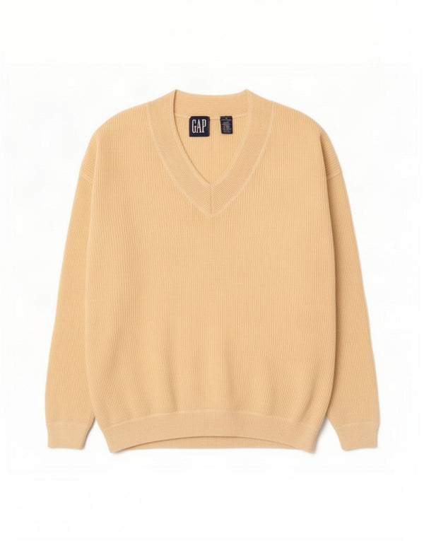 Gap Maglione da uomo con scollo a V vestibilità ampia in cotone beige medio