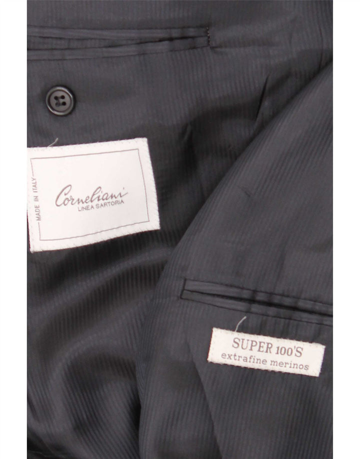 Corneliani Giacca blazer doppiopetto da uomo UK 40 Large in lana blu navy