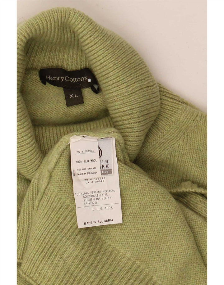 Maglione maglione da uomo a collo alto Henry Cottons XL verde lana vergine