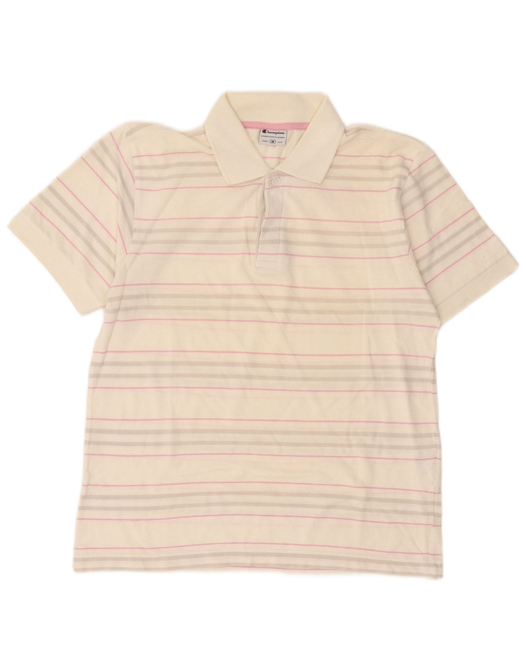 Polo da uomo Champion in cotone a righe bianche medie