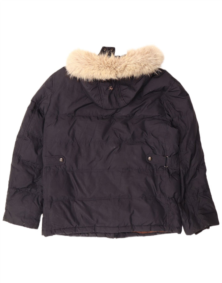 Giacca imbottita con cappuccio da uomo FAY UK 40 Large in poliestere blu navy
