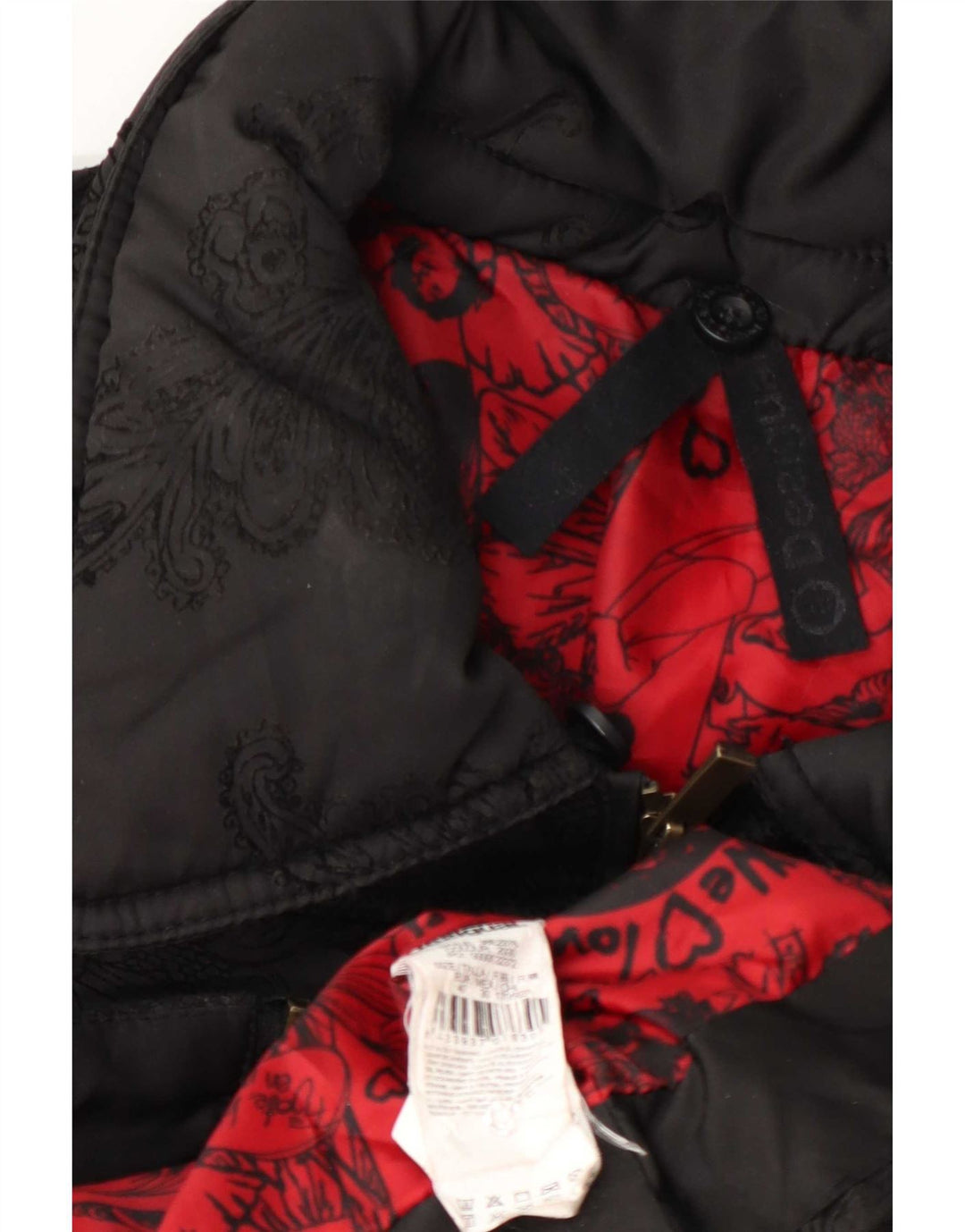 Desigual Giacca imbottita grafica da donna EU 40 Medio Nero Paisley Poliestere