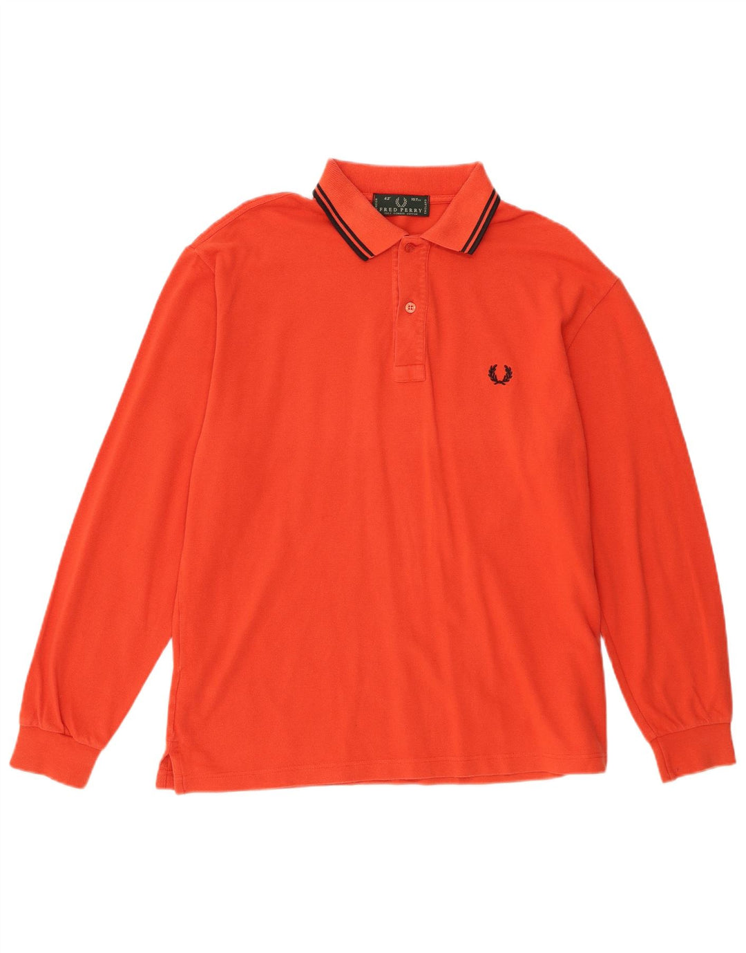 Polo da uomo a maniche lunghe Fred Perry in cotone arancione medio
