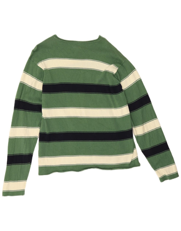 Tommy Hilfiger Uomo Maglione con scollo a barca Maglione in cotone a righe verde medio