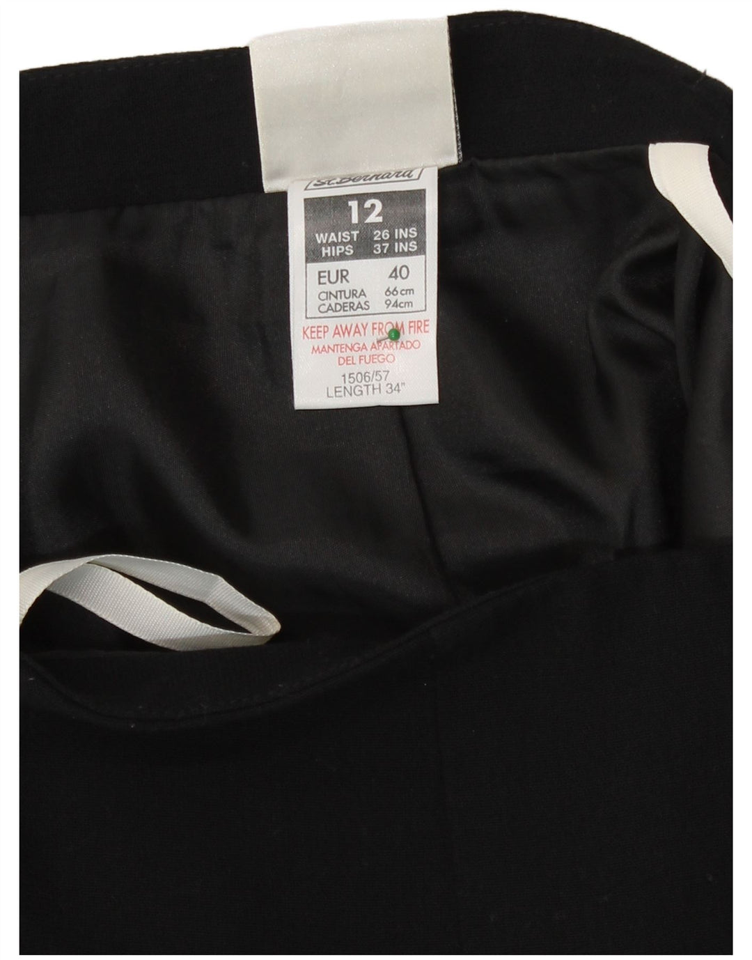 Gonna longuette da donna St. Bernard UK 12 media W26 poliestere nero