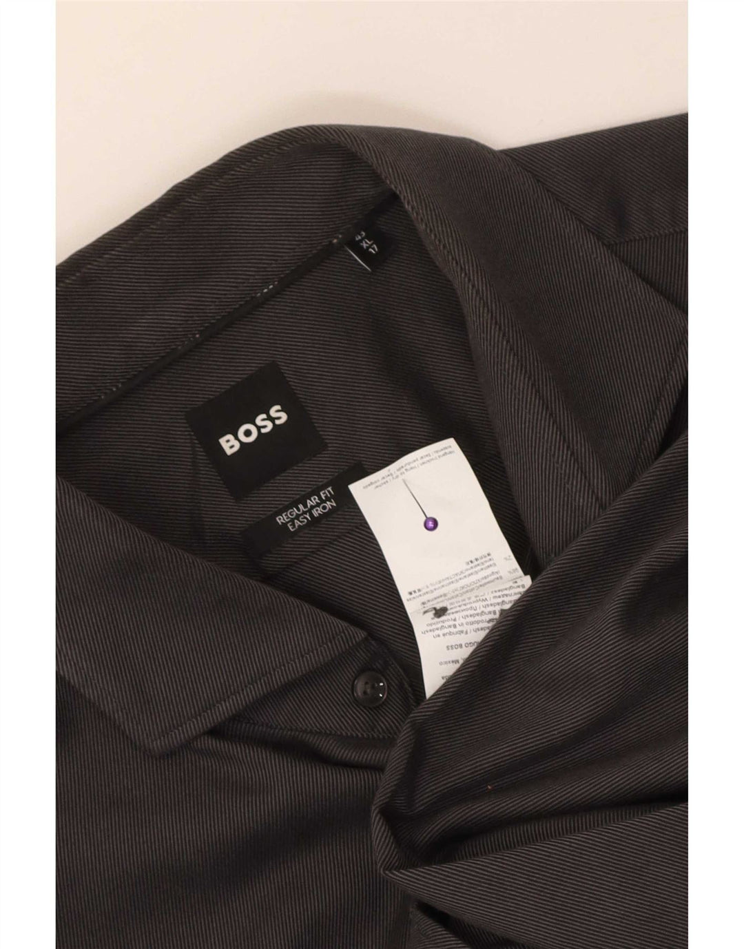 Camicia da uomo vestibilità regolare Hugo Boss taglia 43 17 XL cotone grigio