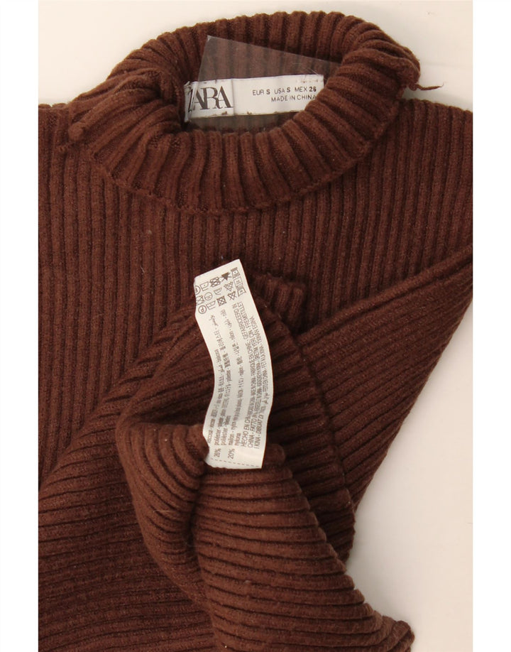 Canotta corta da donna Zara UK 8 piccola in viscosa marrone