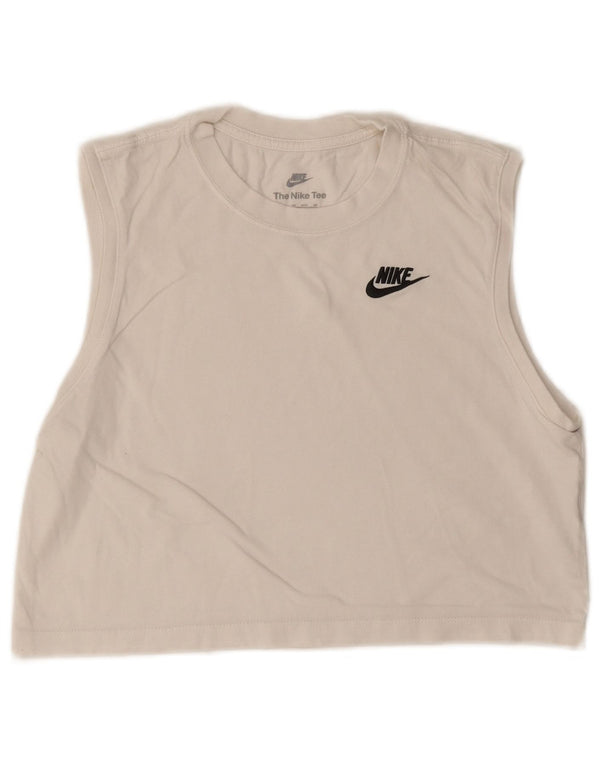 Canotta oversize corta da donna Nike UK 6 XS cotone bianco