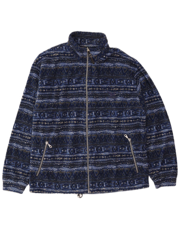 SALEWA Giacca in pile Polarlite da uomo UK 40 Large Blu Navy geometrico