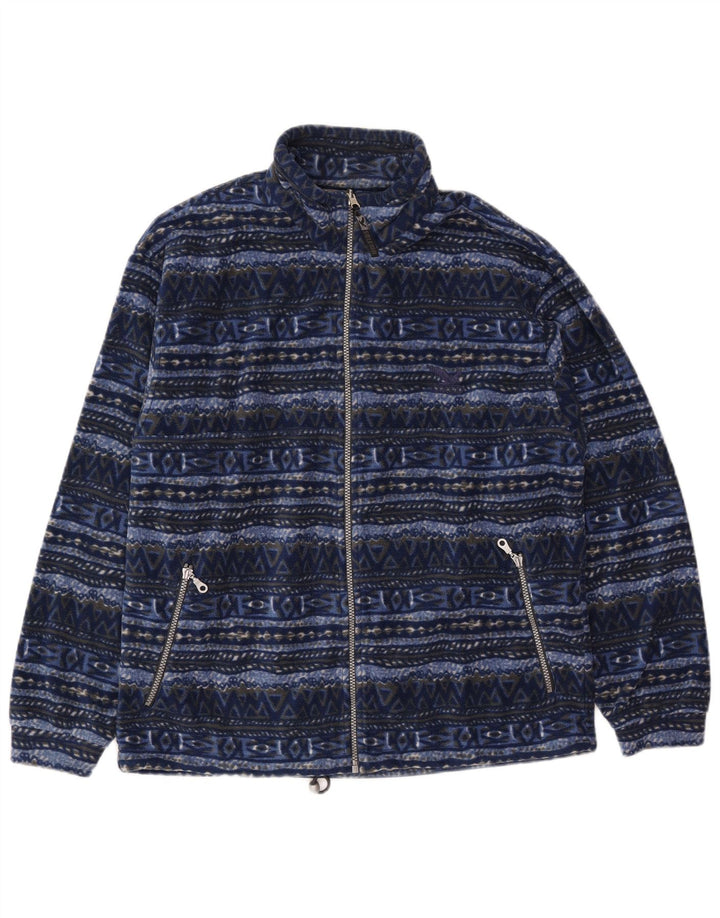 SALEWA Giacca in pile Polarlite da uomo UK 40 Large Blu Navy geometrico