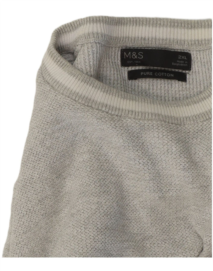 Maglione maglione girocollo da uomo Marks & Spencer 2XL cotone grigio