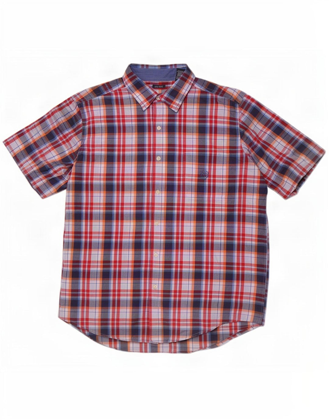 Chaps Camicia a maniche corte da uomo in cotone a quadri multicolore grande