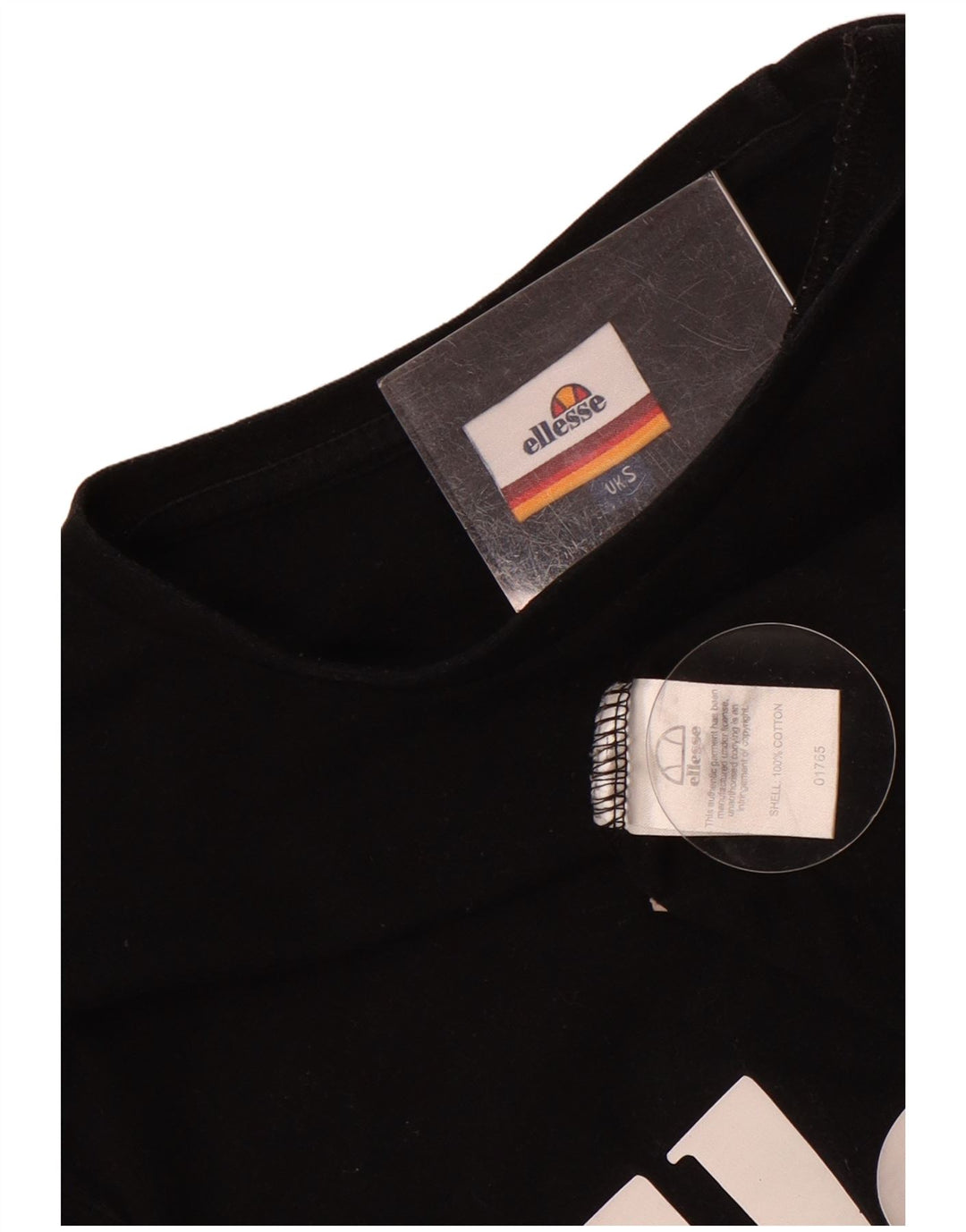 Ellesse Top grafico oversize da donna a maniche lunghe UK 10 piccolo cotone nero