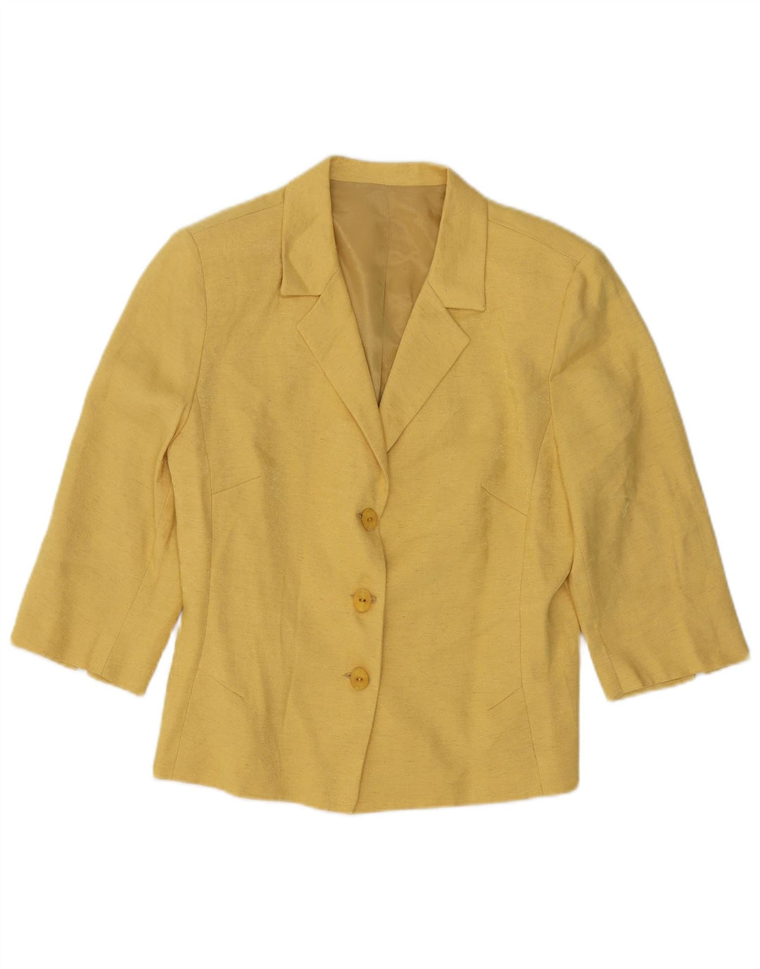 Top cardigan a mezza manica da donna VINTAGE UK 14 Viscosa gialla media