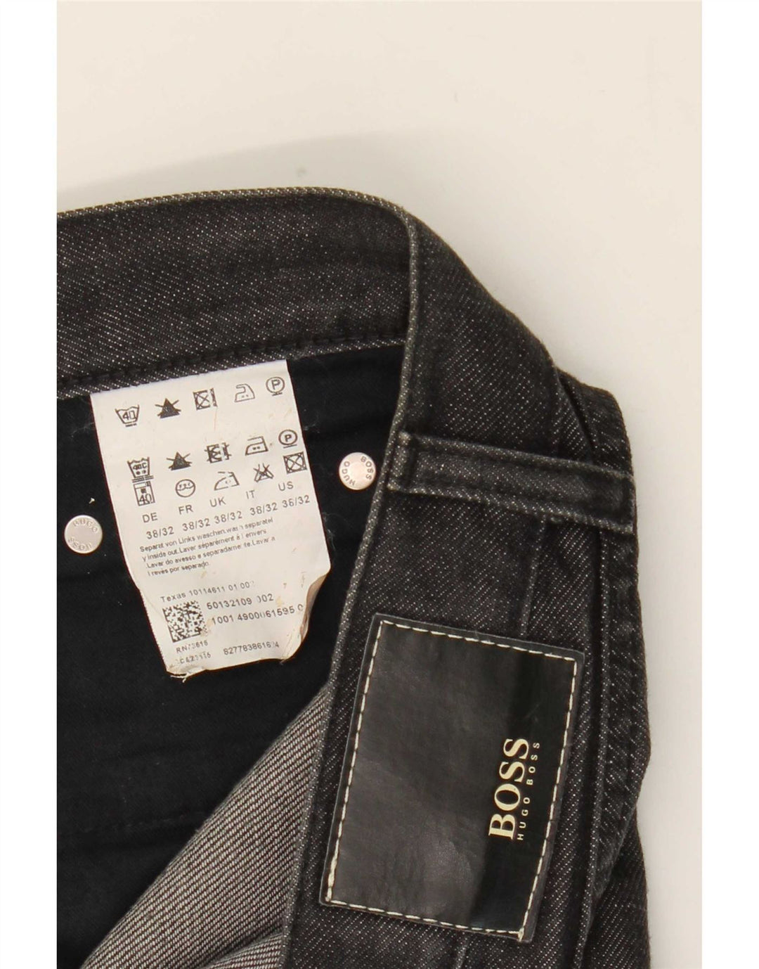 Jeans dritti da uomo Hugo Boss W38 L26 cotone nero