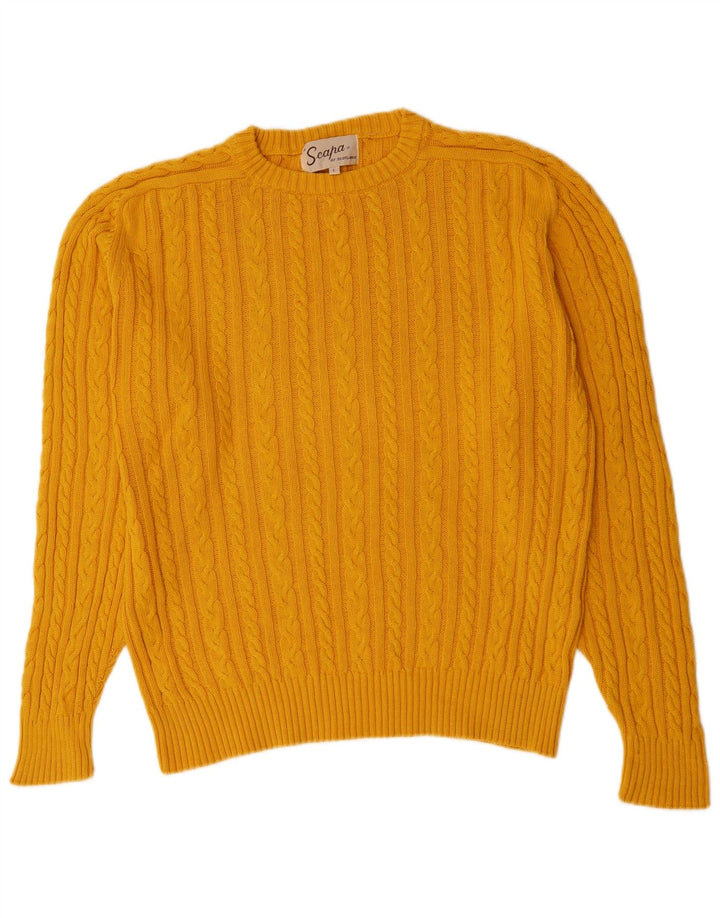 Maglione maglione girocollo da uomo Scapa grande in cotone giallo
