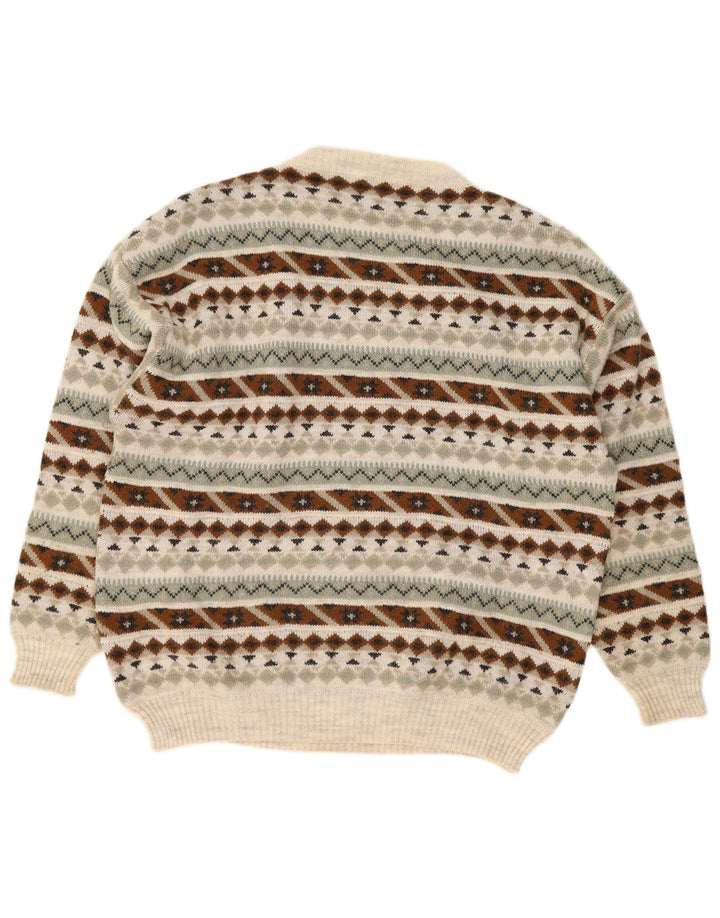Maglione girocollo da uomo vintage con motivo geometrico multicolore medio