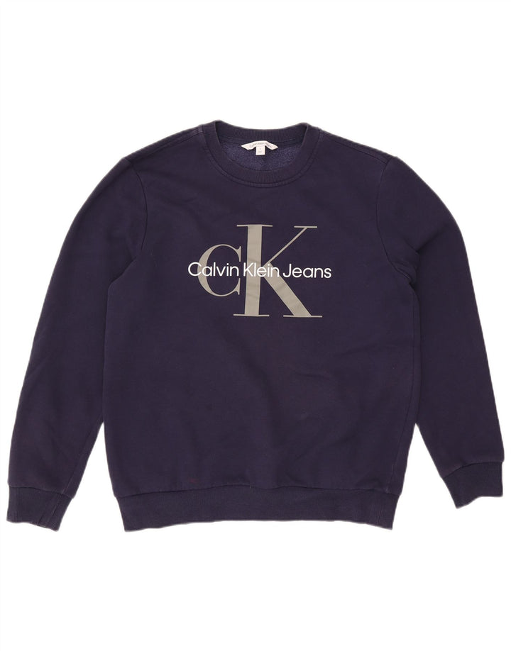 Calvin Klein Jeans Felpa grafica da uomo Maglione medio cotone blu navy