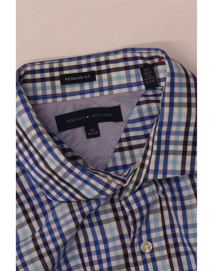 Camicia da uomo vestibilità regolare Tommy Hilfiger taglia 17 XL cotone a quadretti blu