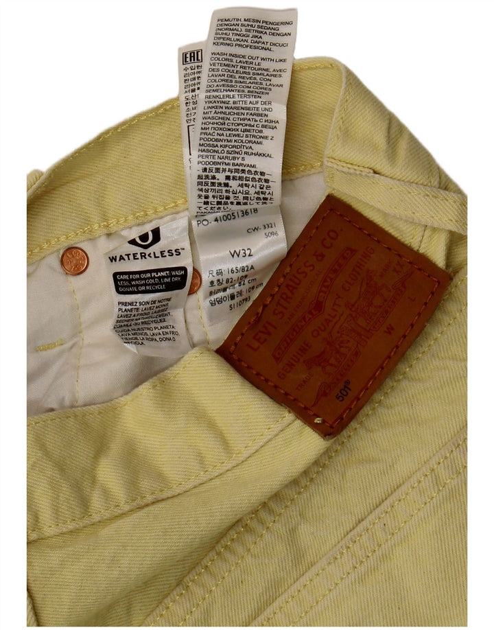 LEVI'S Pantaloncini di jeans 501 da donna W32 grandi in cotone giallo