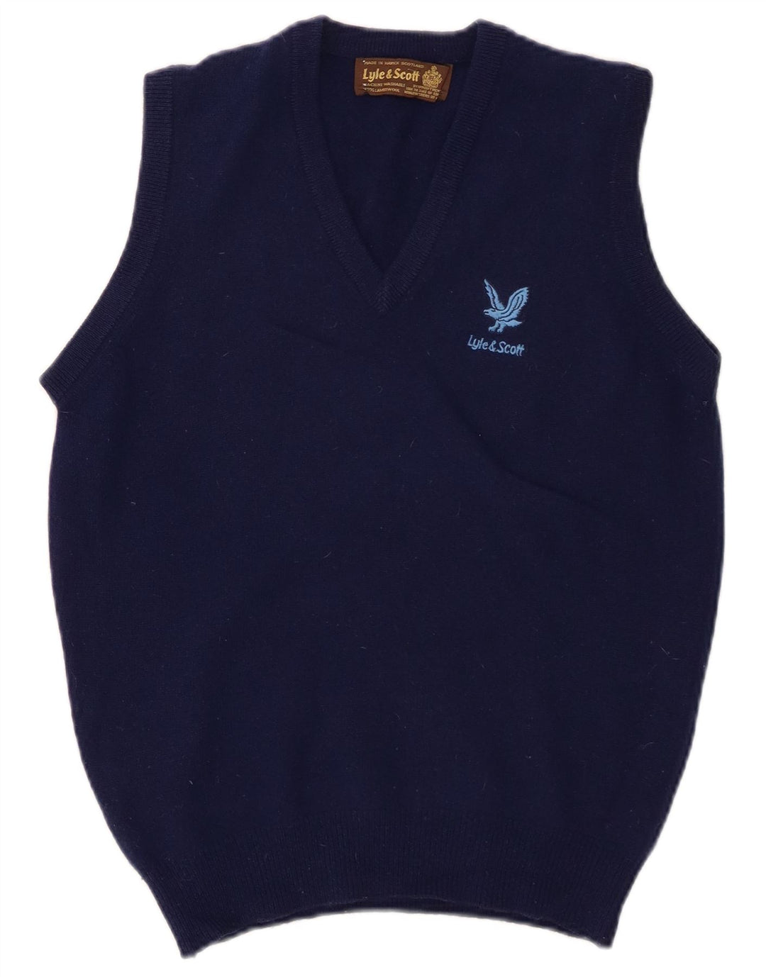 Canottiera da uomo Lyle & Scott piccola in lana d'agnello blu navy