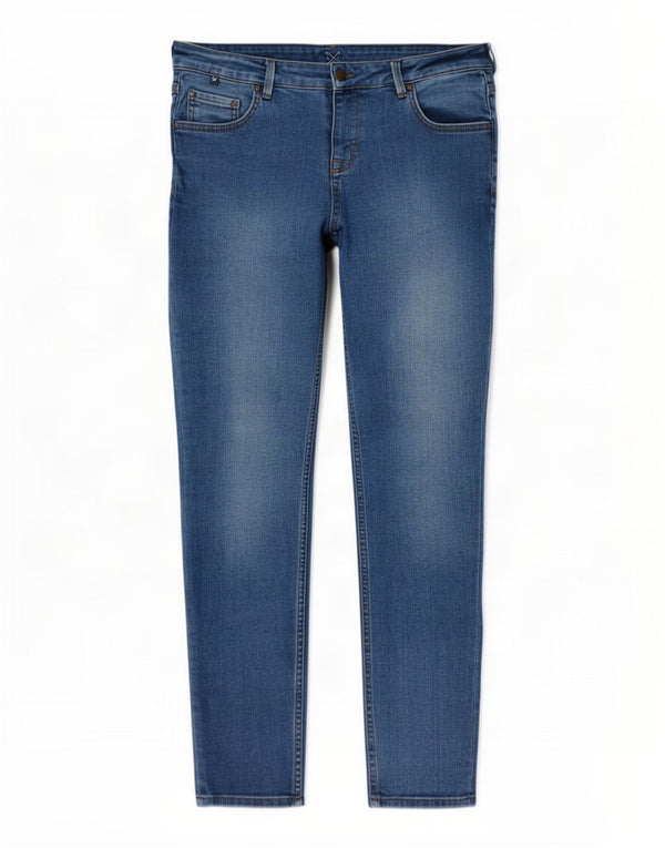 Crew Clothing Jeans slim da donna UK 14 Large W34 L28 Cotone blu