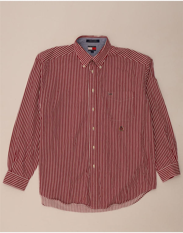 TOMMY HILFIGER Camicia da uomo grande in cotone gessato rosso