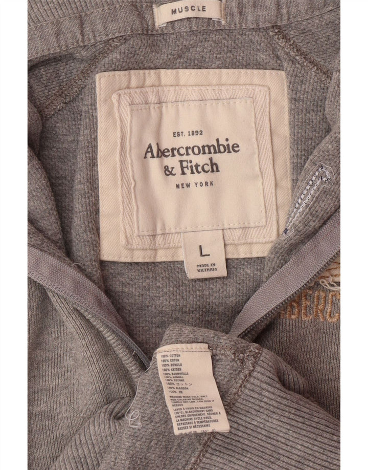 ABERCROMBIE & FITCH Giacca da tuta con grafica da donna UK 16 Large Grigio